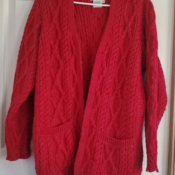 Arancrafts 100% Merino Wool Cable Knit Cardigan Sweater, Size Medium - Picture 3 of 6